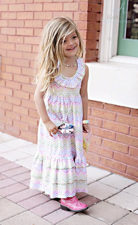 Summer Zig-Zag Pastel Print Maxi Dress