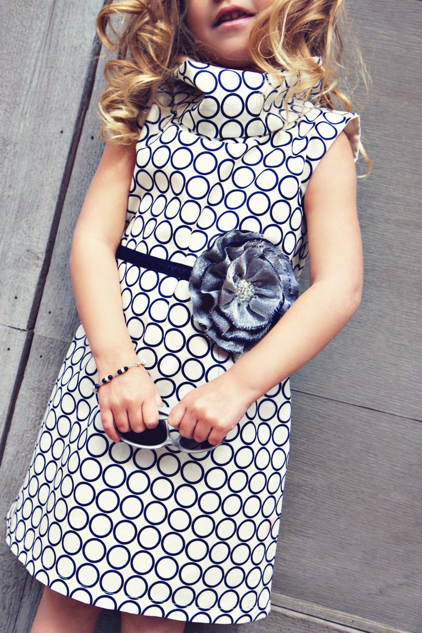 Flower Belt in Navy with Organza Overlay