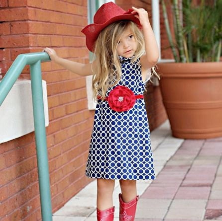 July 4th Navy Blue Modern Metro Circle Dress