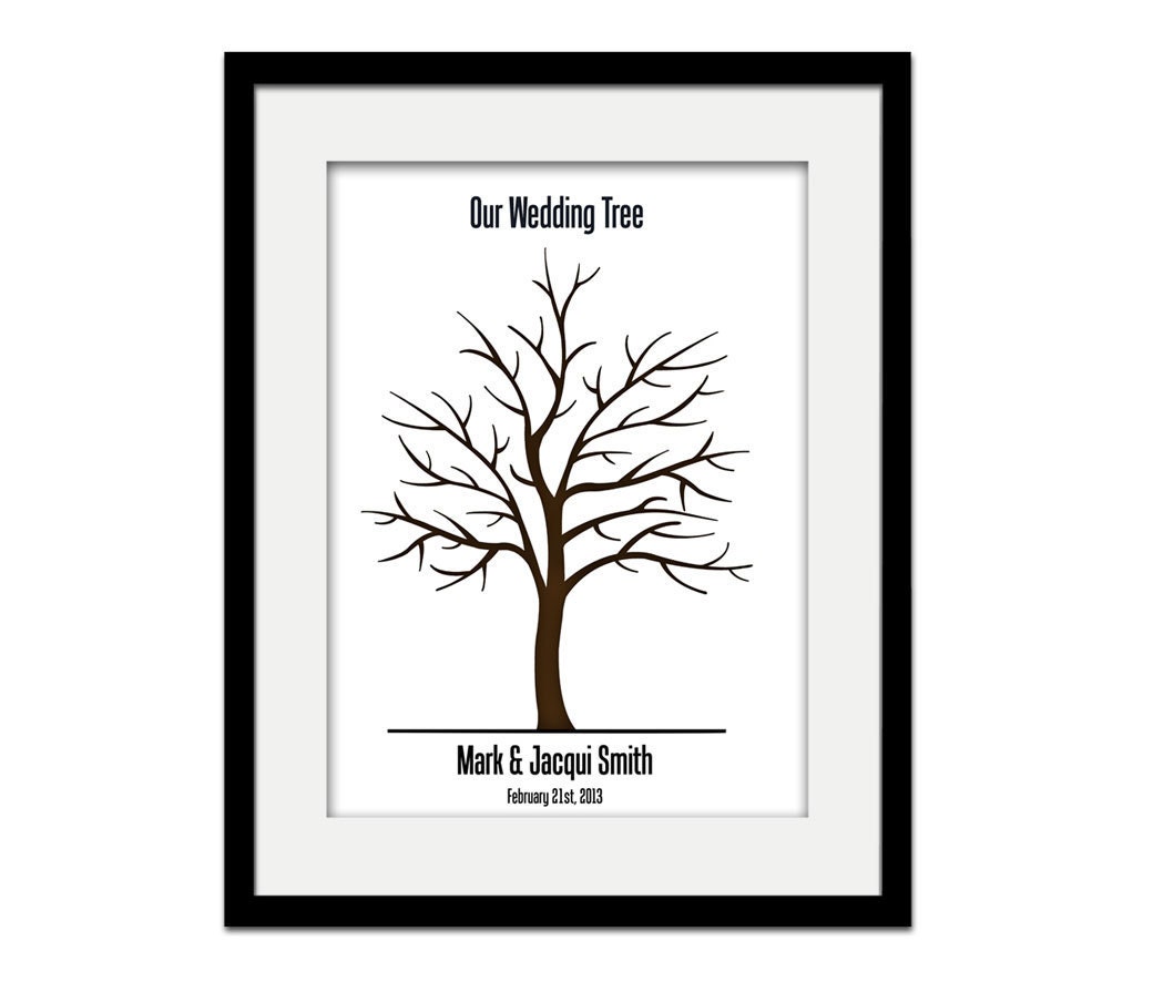 Wedding Tree Thumb Print Signature Poster - 12" x 18" Guestbook Wall Art