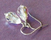 Swarovski Crystal Teardrop Dangle Silver Earrings, Bridesmaids Earrings - Wedding Bride Bridal Earrings