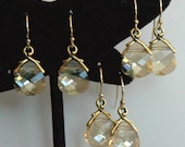 Bridesmaids Gift Set --- 5 Small Golden Champagne Crystal-  Gold Filled Swarovski Crystal Golden Shadow Earrings, Bridesmaids Earrings