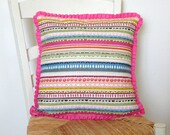 Pink Ruffle Trim Pillow Cover 16" x 16"