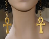 Wood Dangle Earrings-Ankh