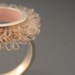 Ring sterling silver and plastic, Diameter of ring top 21mm, color rose pink, design "loops in circles"
