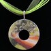 Green Orange Asian Funky Design Metal Washer Pendant Necklace Glossy