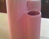 Unusual Retro Pink Vase, Ceramic,  Triple Opening Pink/Mauve Flower Vase, Retro/Vintage Style, 70's Home Decor