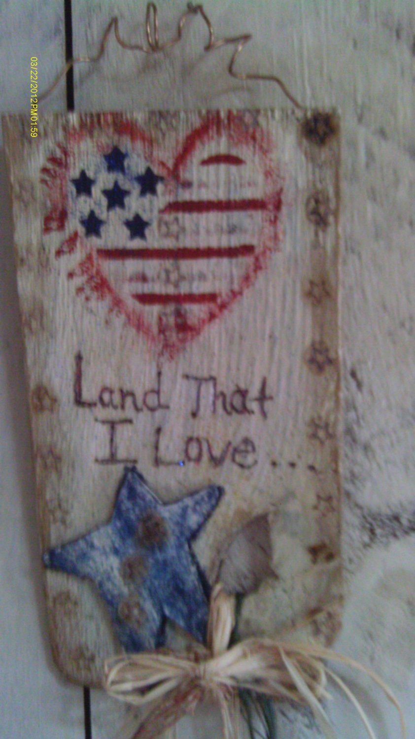 Primitive/Americana, Patriotic Rustic Wall or Door Hanging, Wooden Decor, Spring Home Decor, Americana Decor Sale