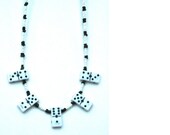 Black, white domino reversable necklace - monochrome, dominoe beads