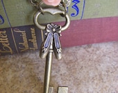 Antique Key Ballerina Pointe Shoes Necklace