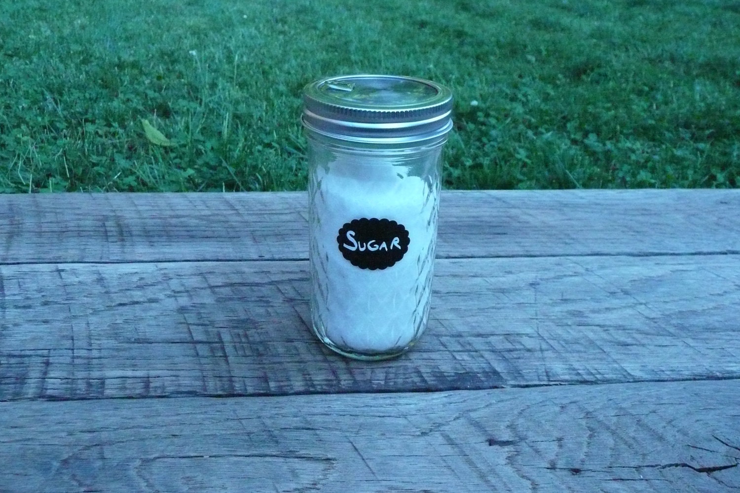 Mason Jar Parmesan Cheese or Spice Shaker - Quilted Glass 8 Ounce Size - Free Chalkboard Label