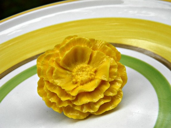 Hello there Sunshine Bright Yellow Poppy Ring