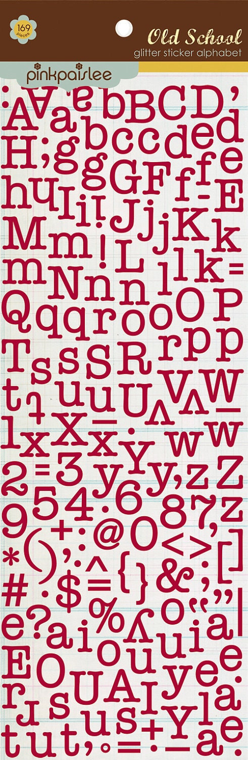 Pink Paislee Red Glitter Sticker Alphabets  - Old School Alpha Stickers