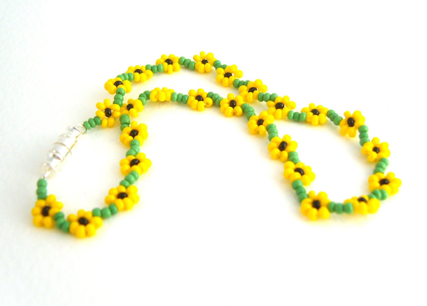Beaded Sunflower Anklet: Seed Bead Floral Anklet Yellow Ankle Bracelet Beaded Jewelry