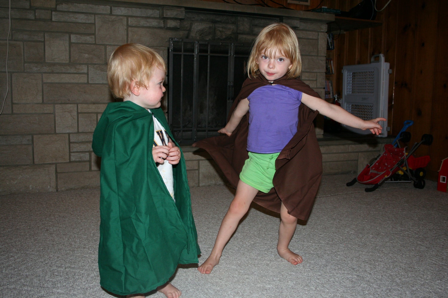Hooded Cloak - Toddler, Dark Brown, Dark Green, Black or Camo