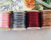 Vintage thread on wooden spools- varigated colors