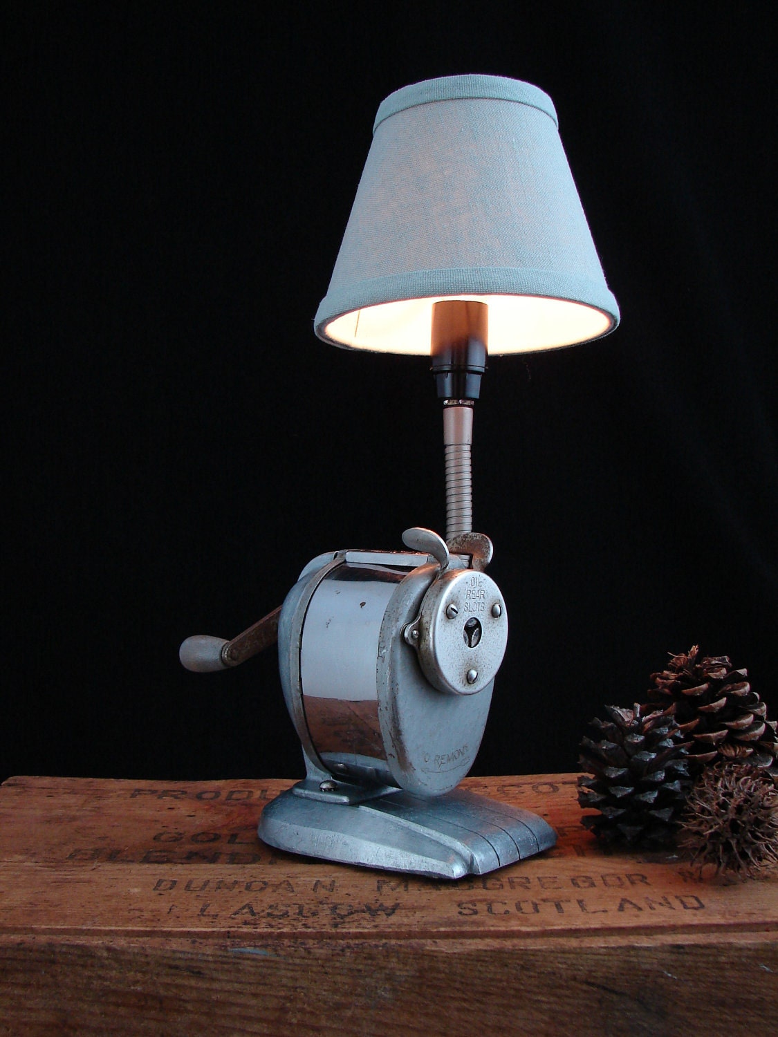 RESERVED for Cathy/Not Available Upcycled Vintage BOSTON Pencil Sharpener Lamp