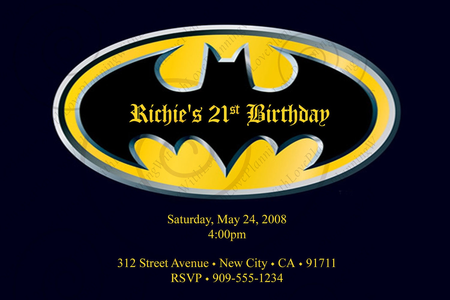 Batman Invitations Wording