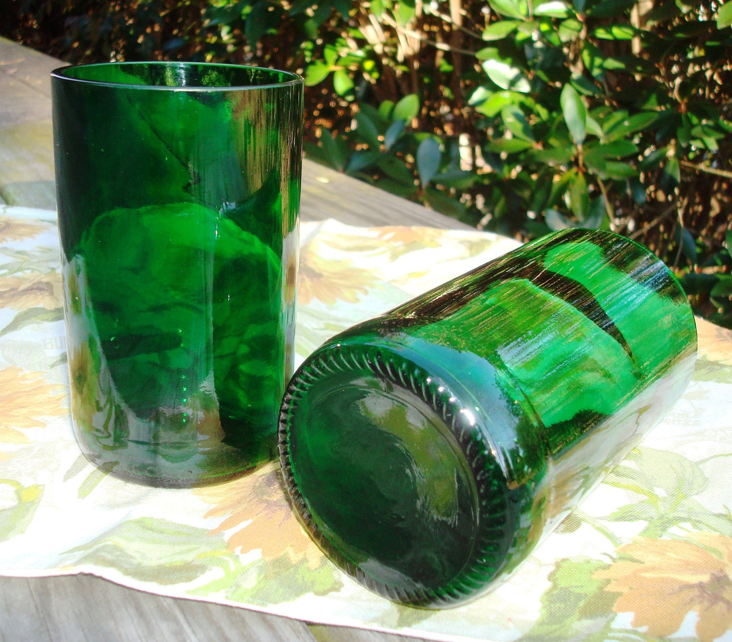 Gorgeous Green Wine bottle Tumblers by Garden Daisies Studio Ready to Ship
