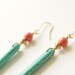 Turquoise Howlite Earrings : Howlite drop earrings with a Pop of Pink