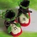 Knitted Baby booties "Two Apple halves", baby shoes, hand knit baby shoes / size 0-3M