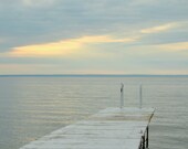 Lake Photograph 16x0, Yellow and Gray Photography, Beach House Decor, Coastal Wall Art, Summer Photo, Dock Picture