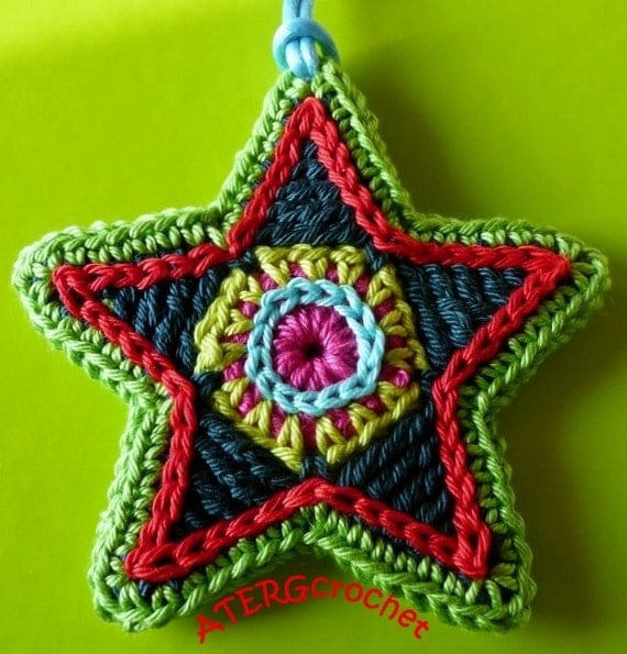 Crochet pattern colorful star by ATERGcrochet