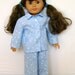 American Girl 18 inch Doll Blue Cotton Pajamas Royal Blue Flannel Robe