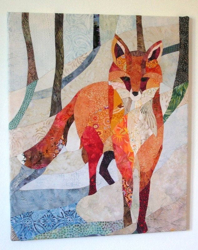 Red Fox in the Snow - Quilt Fabric Art