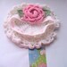 Crochet Girls Pink Rose Hat, Crochet Beret Pink Flower, Girls Beret in Pearl White, Crocheted Toddler girl hat, Beret with Rose Pink Flower