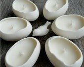 Porcelain Egg Candles, Set of 6 Soy Votives with Bird