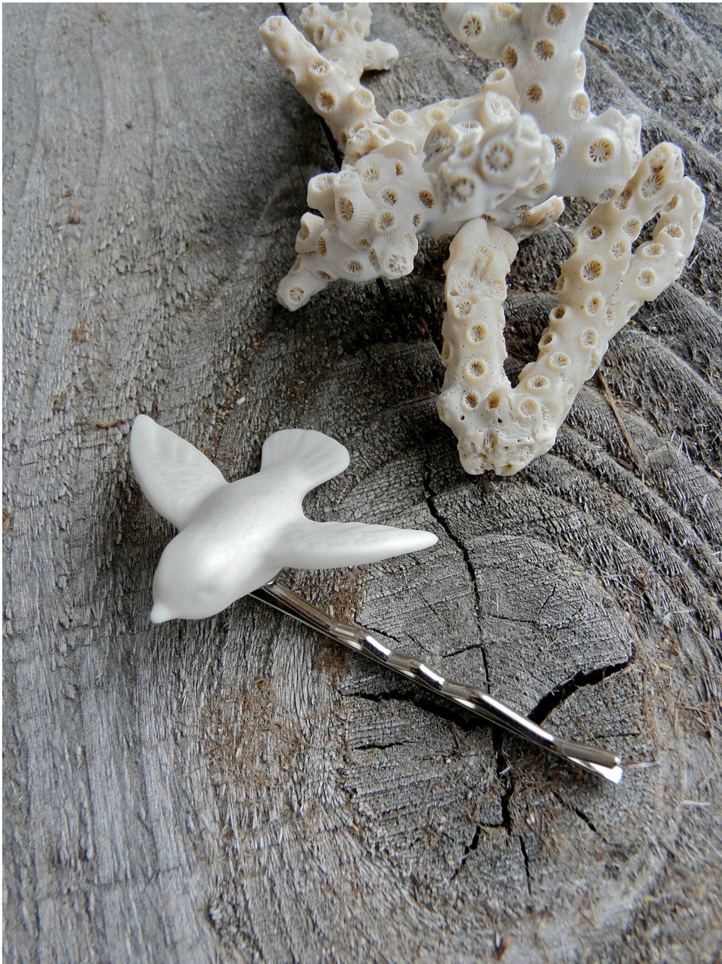 Porcelain Dove Bobby Pin