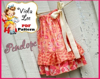 Penelope...Pillowcase Dress Pattern. Double Ruffle Pillowcase Girl's Dress Pattern. INSTANT DOWNLOAD. pdf, Girl's Sewing Pattern.