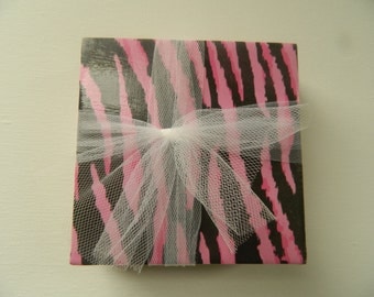 Pink Zebra Print Tile Coasters