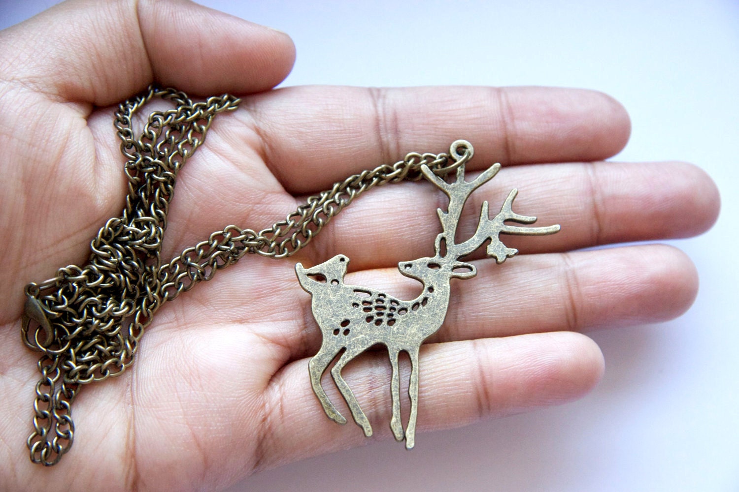 Vintage Deer and Birdy Necklace