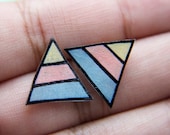 Shrink Plastic Triangle Earrings (Pale Yellow, Peach, Gray)