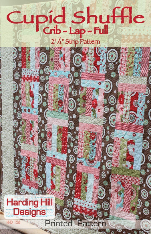 Cupid Shuffle 2-1/2" Strip Pattern -  Multiple Sizes -  Crib, Lap, Full - Printed Pattern
