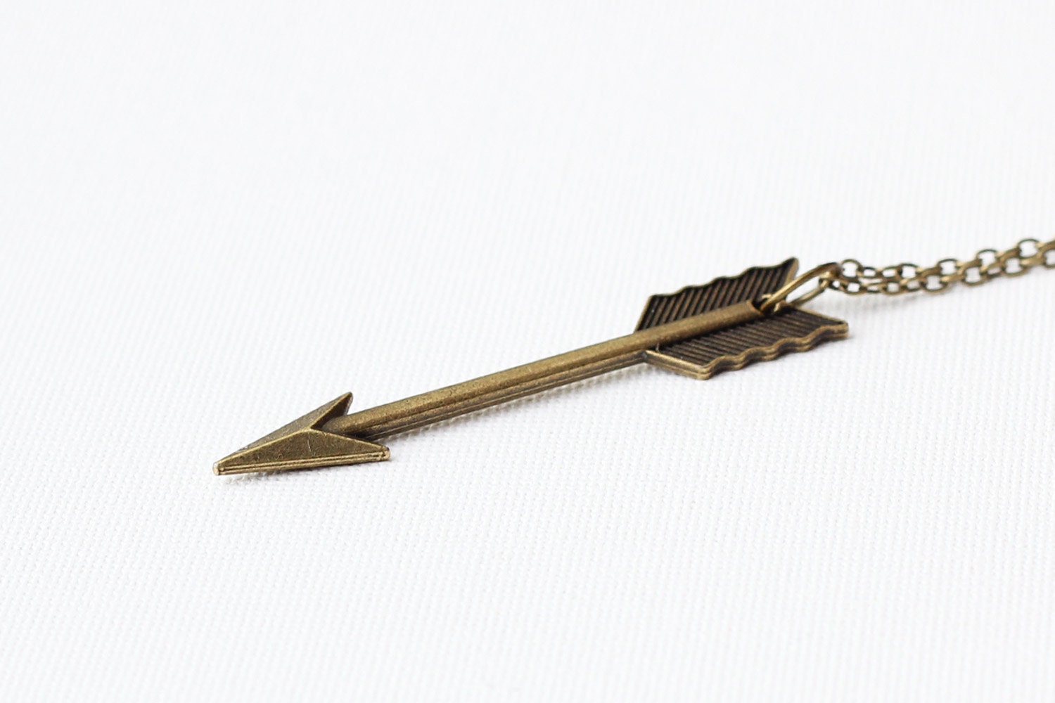 Arrow Pendant Necklace - Antique Brass