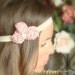 Pink flower headband womens girls baby mauve pink rosettes rhinestone button center Vintage inspired The Elsie Headband.