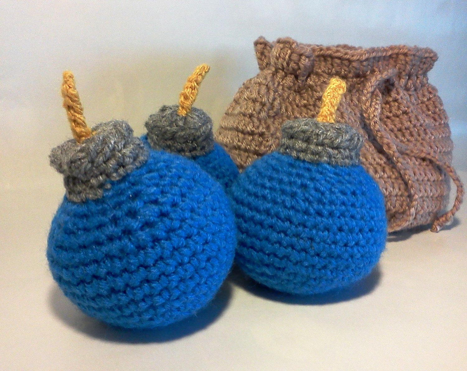 Bomb Bag and 3 Blue Bombs