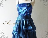 FREE SHIPPING Gorgeous in Party Amor Vintage Inspired Midnight Blue Gorgeous Wedding Prom Party Dinner Dress -Princess Romance-- Fit S-M-