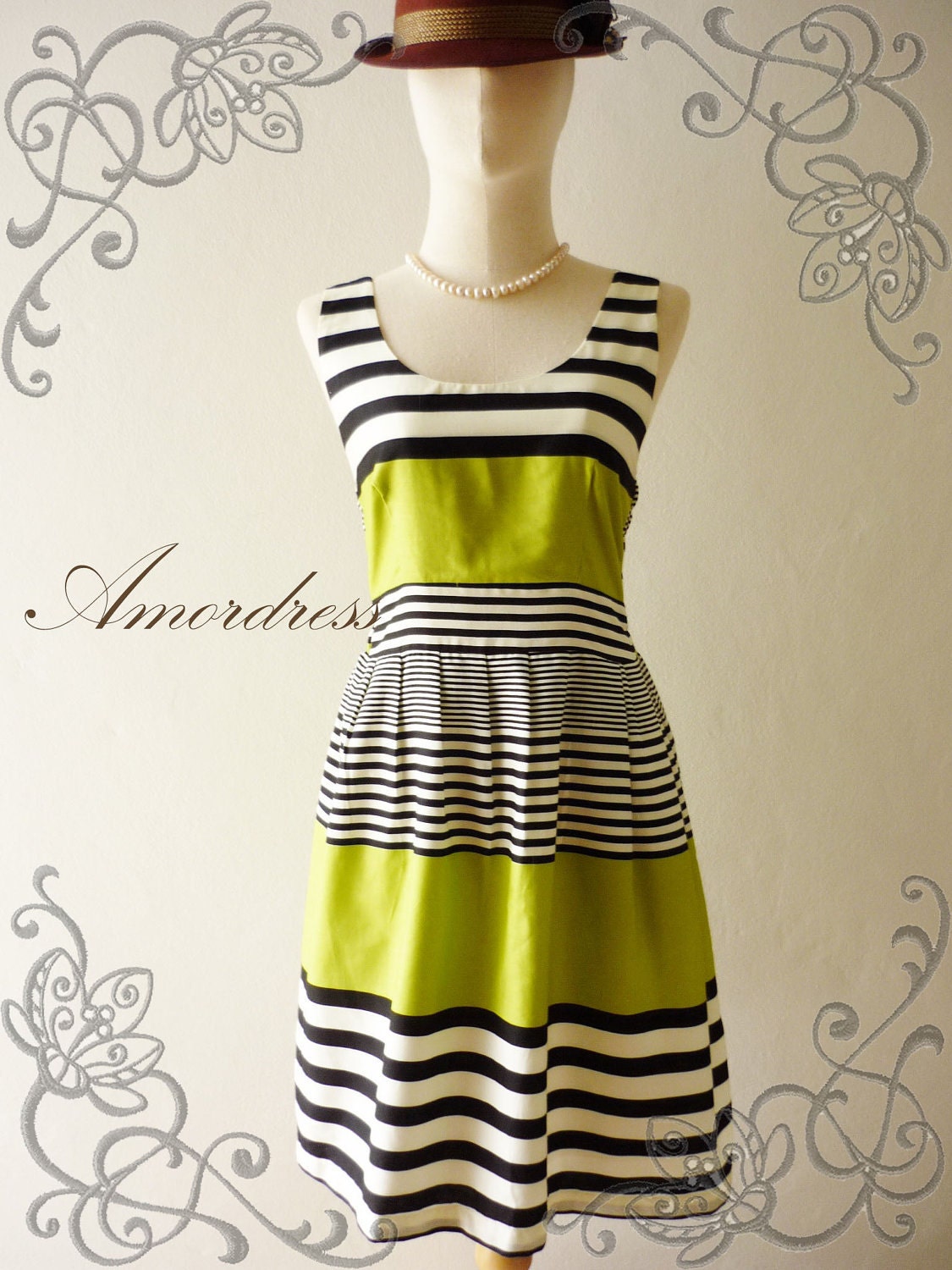 HOT SALE Amor Vintage Inspired- Chilling Princess- Green Apple Shade Cotton Dress for Any Occasion-Fit S-M-