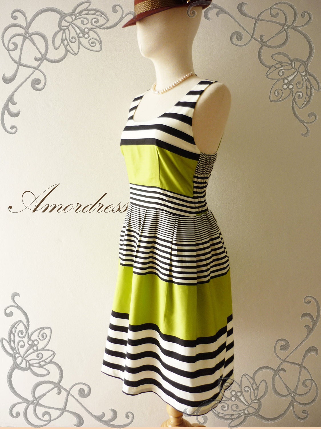 HOT SALE Amor Vintage Inspired- Chilling Princess- Green Apple Shade Cotton Dress for Any Occasion-Fit S-M-