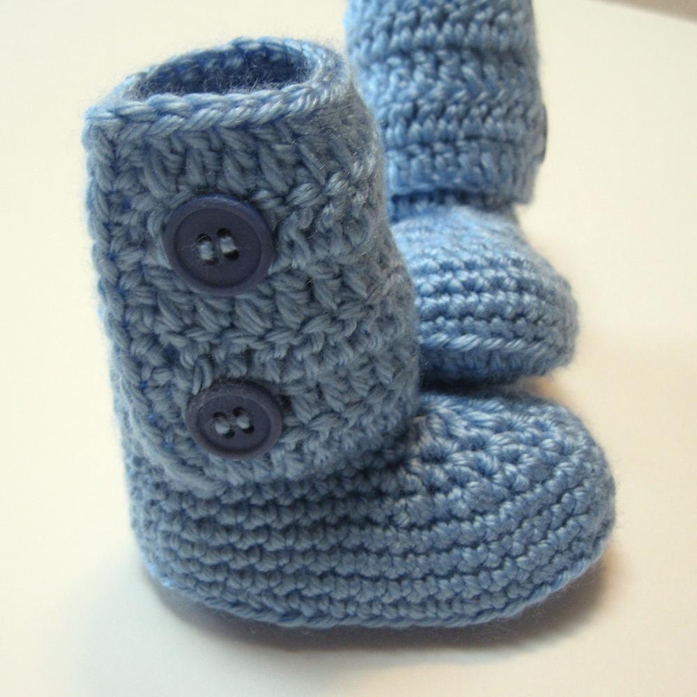 Newborn baby boy ankle boots.  Ready to ship.  Crochet baby booties.  Blue.  Baby boy.