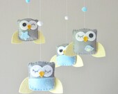 Baby Crib Mobile - Custom Mobile - Baby Boy Mobile - Owl Mobile - You can pick your colors :)