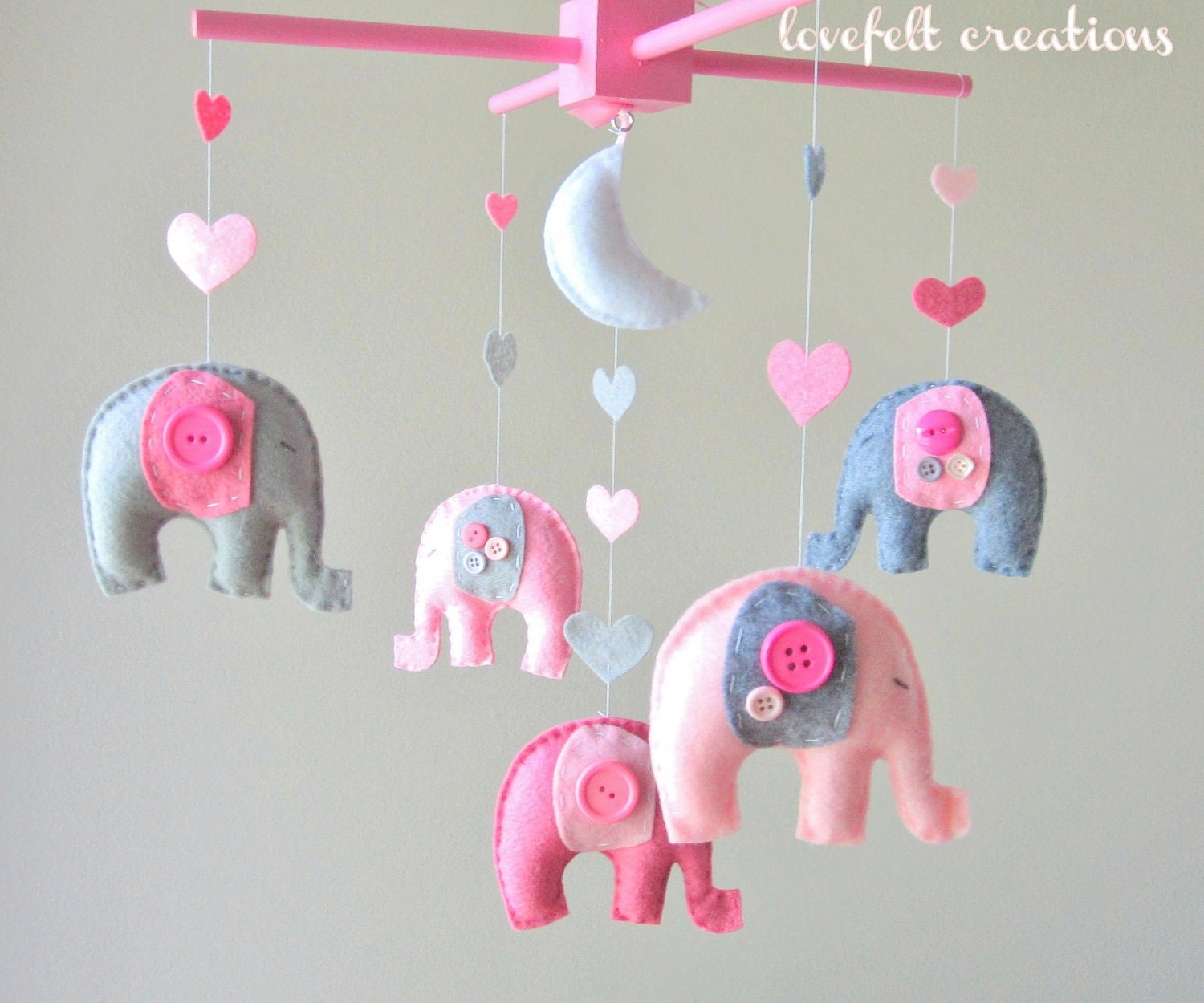 Baby crib mobile - Baby Mobile - Custom Baby Mobile - Girl Elephant Mobile - Nursery Mobile -Pink Mobile - OR CHOOSE your colors :)