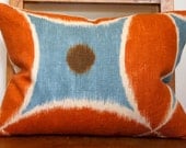 Ikat Orange Blue Ada Adobe Designer Pillow Cover 14x19