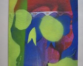Lime Skull- stencil on 9x12 canvas panel