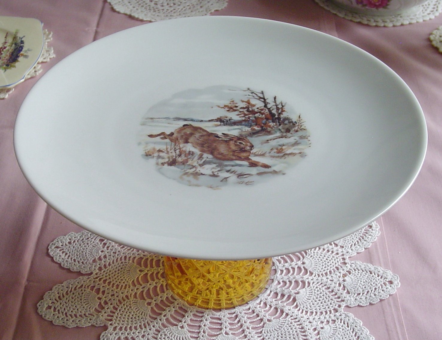Rabbit / Hare Pedestal Cake Stand - Cupcakes, Muffins, Cookies, Fruit & Nuts - 1970s Vintage - Winterling - Kirchenlamitz, Bavaria - Germany