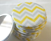 Pocket Mirror Yellow, Grey & White Chevron, Compact Mirror, Great Gift, Party Favor, Fundraiser, Goodie Bags, Wedding, Shower, Birthday